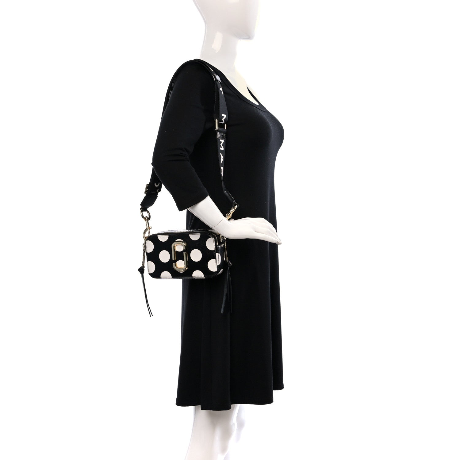Marc Jacobs Saffiano The Dot Snapshot Camera Bag Black White 2 of 9