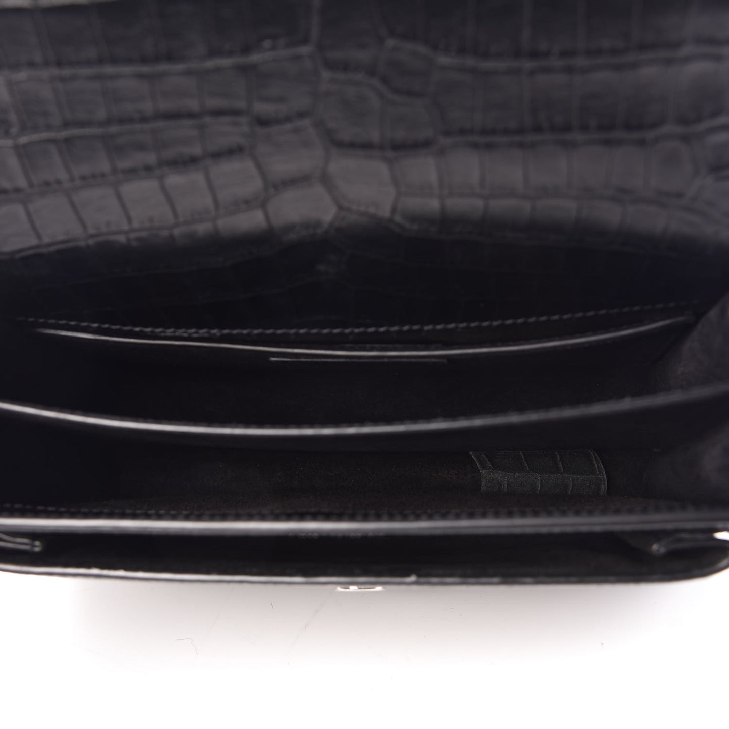 Calfskin Crocodile Embossed Medium Monogram Sunset Black