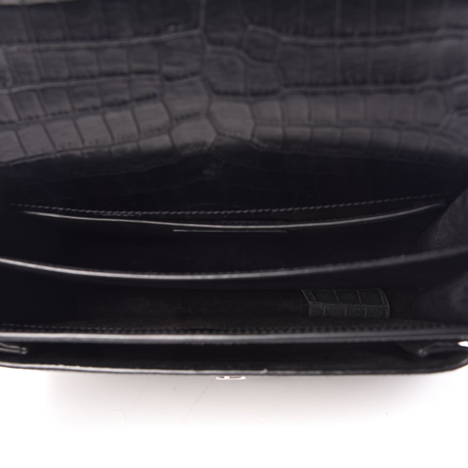 Saint Laurent Calfskin Crocodile Embossed Medium Monogram Sunset Black 5 of 9