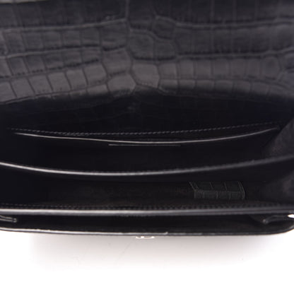 Saint Laurent Calfskin Crocodile Embossed Medium Monogram Sunset Black 5 of 9