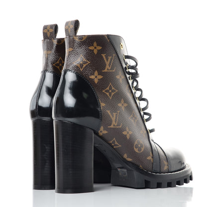Louis Vuitton Patent Calfskin Monogram Star Trail Ankle Boots 40 Black 4 of 9