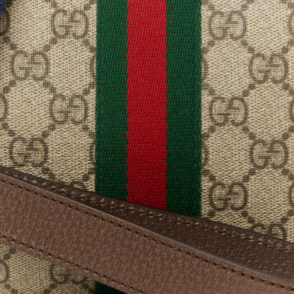Gucci GG Supreme Monogram Textured Dollar Calfskin Web Ophidia Wristlet Shoulder Bag Beige Ebony New Acero 9 of 11