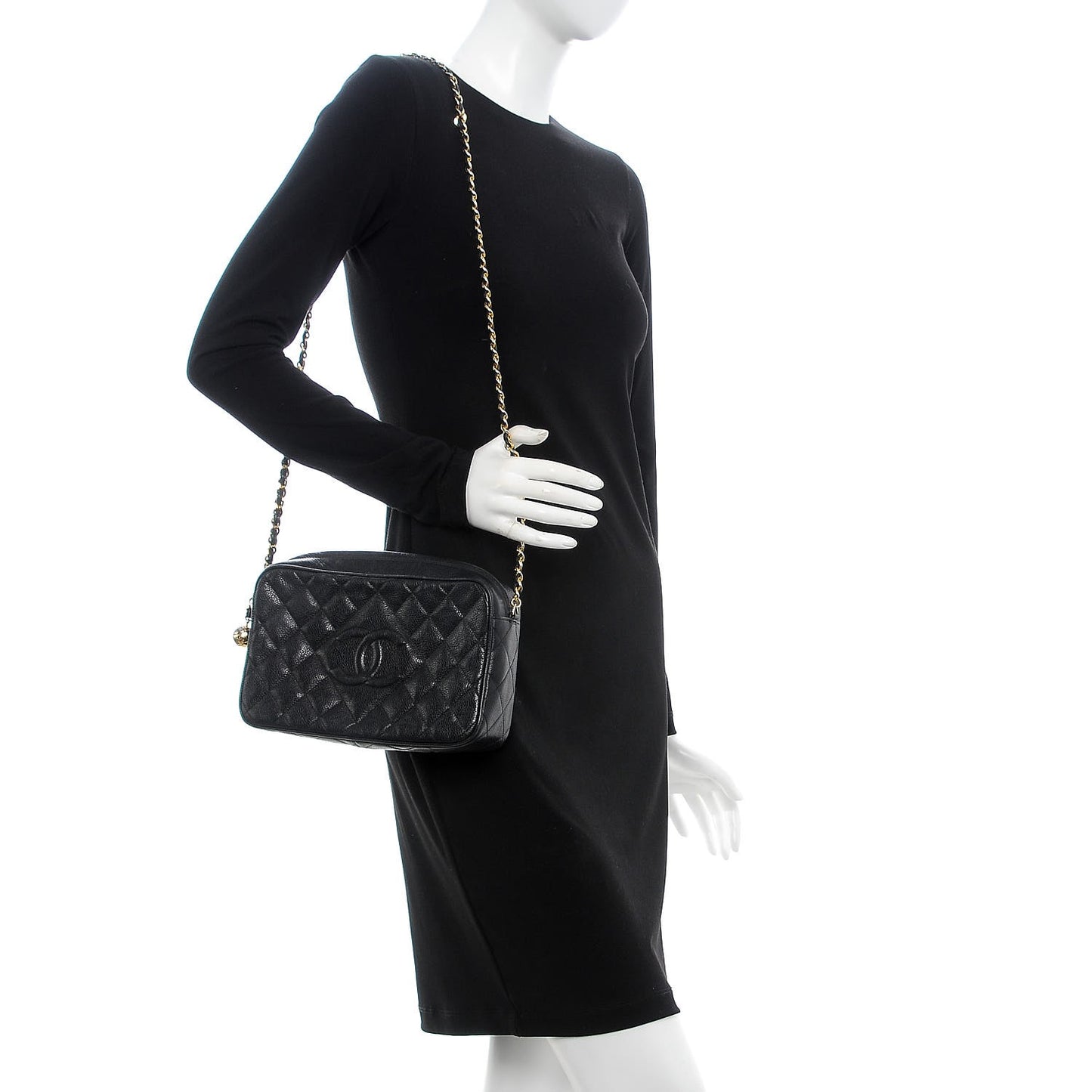 Caviar Quilted Camera Case Black