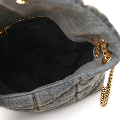 Saint Laurent Denim Quilted Small Loulou Puffer Monogram Chain Satchel Blue Cinnamon 5 of 8