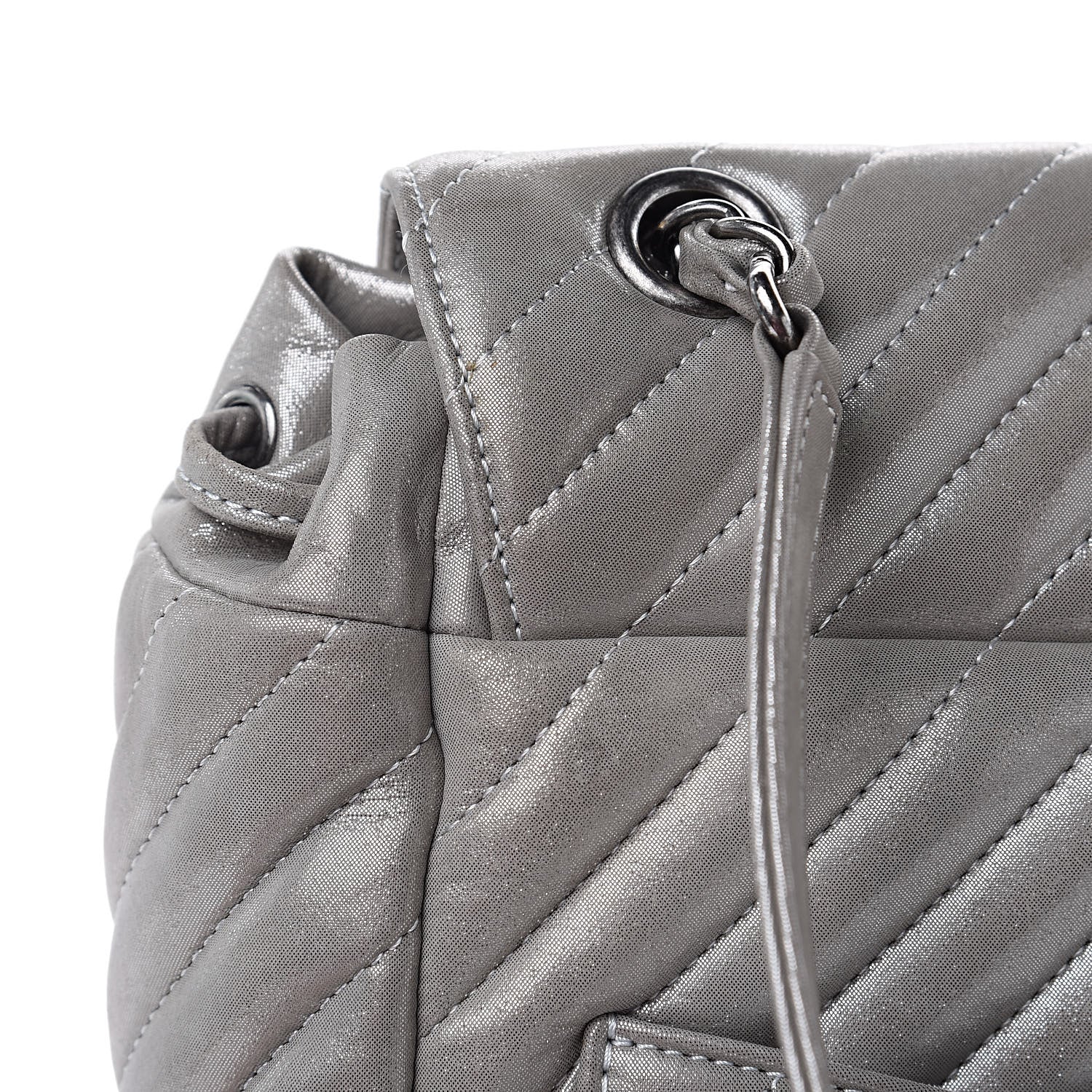 Chanel Metallic Calfskin Chevron Quilted Small Urban Spirit Backpack Silver 10 of 14