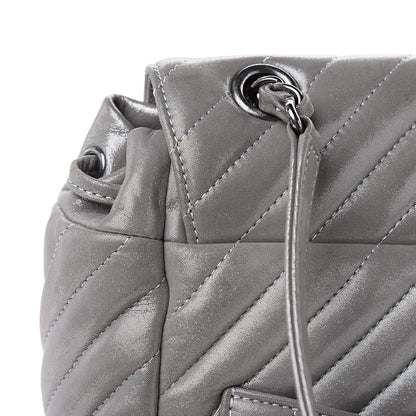 Chanel Metallic Calfskin Chevron Quilted Small Urban Spirit Backpack Silver 10 of 14