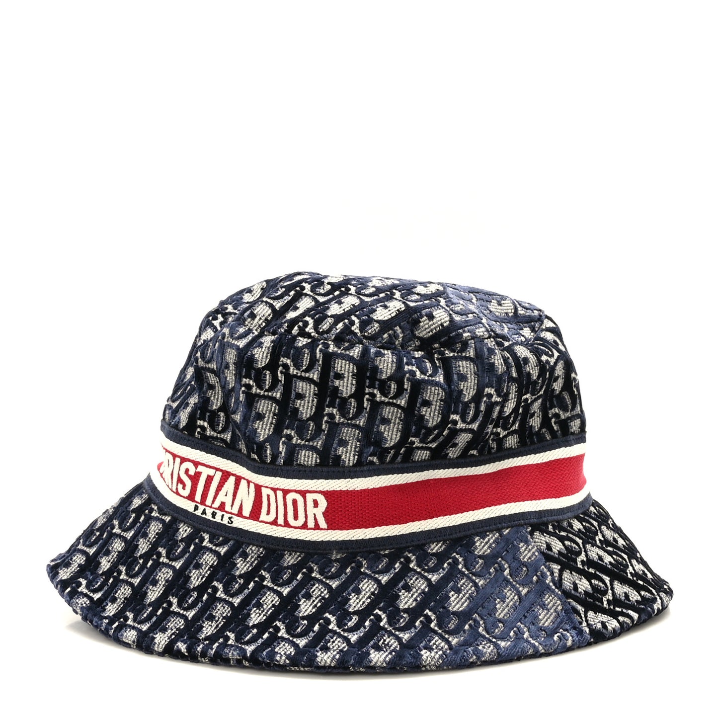 Velvet Oblique Large Brim Bucket Hat 59 Bleu Red