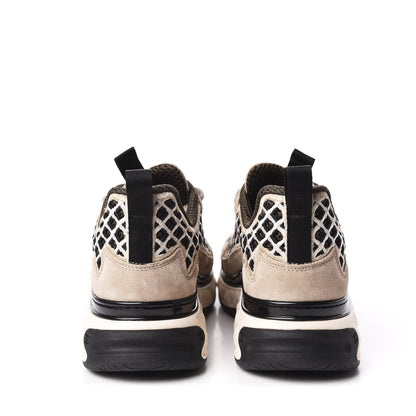 Chanel Suede Calfskin Embroidered CC Sneakers 36.5 Beige Black 9 of 11