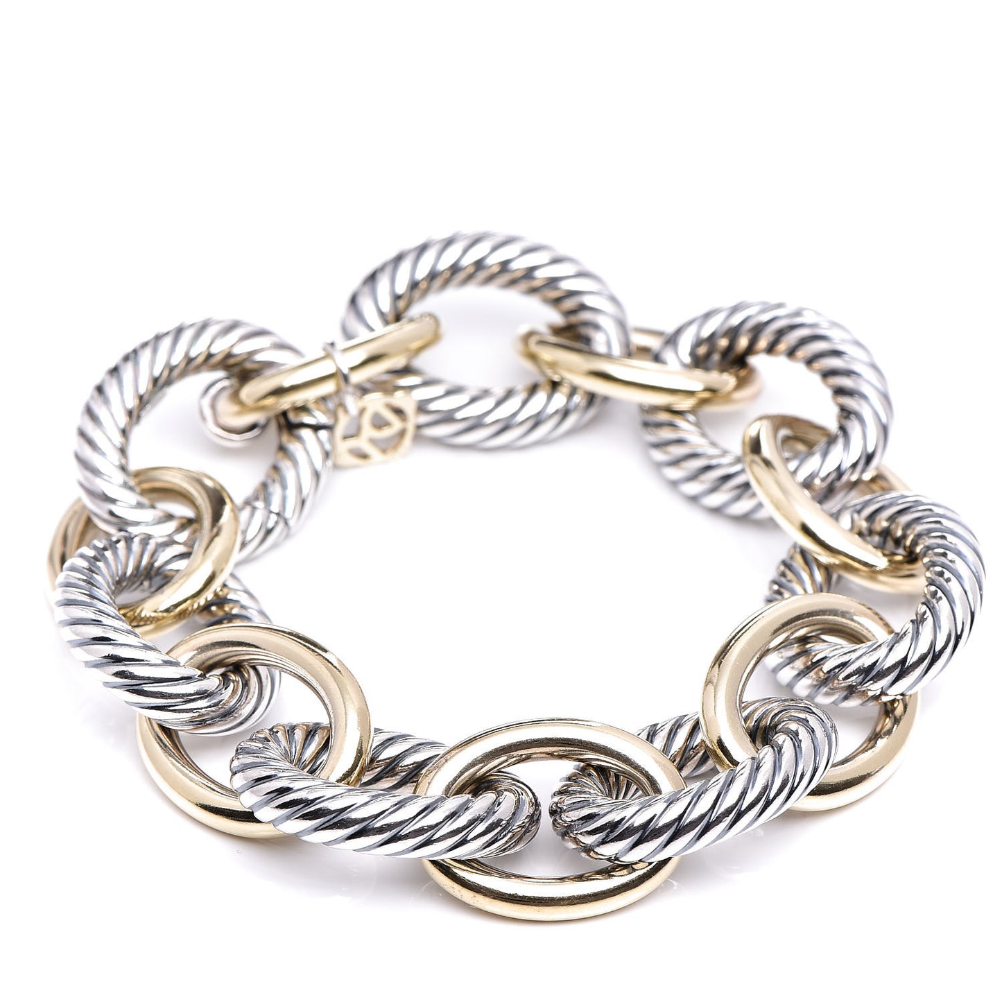 Sterling Silver 18K Yellow Gold 17mm Extra Large Oval Link Bracelet