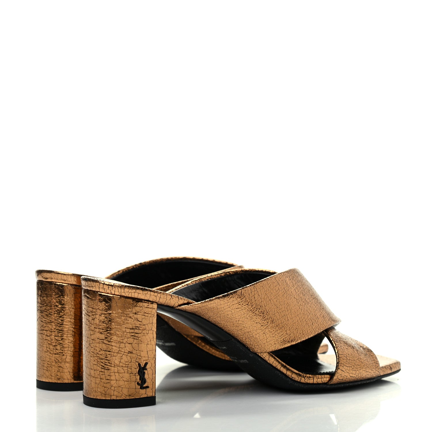 Saint Laurent Metallic Calfskin Mule Sandals 37 Chestnut 4 of 10