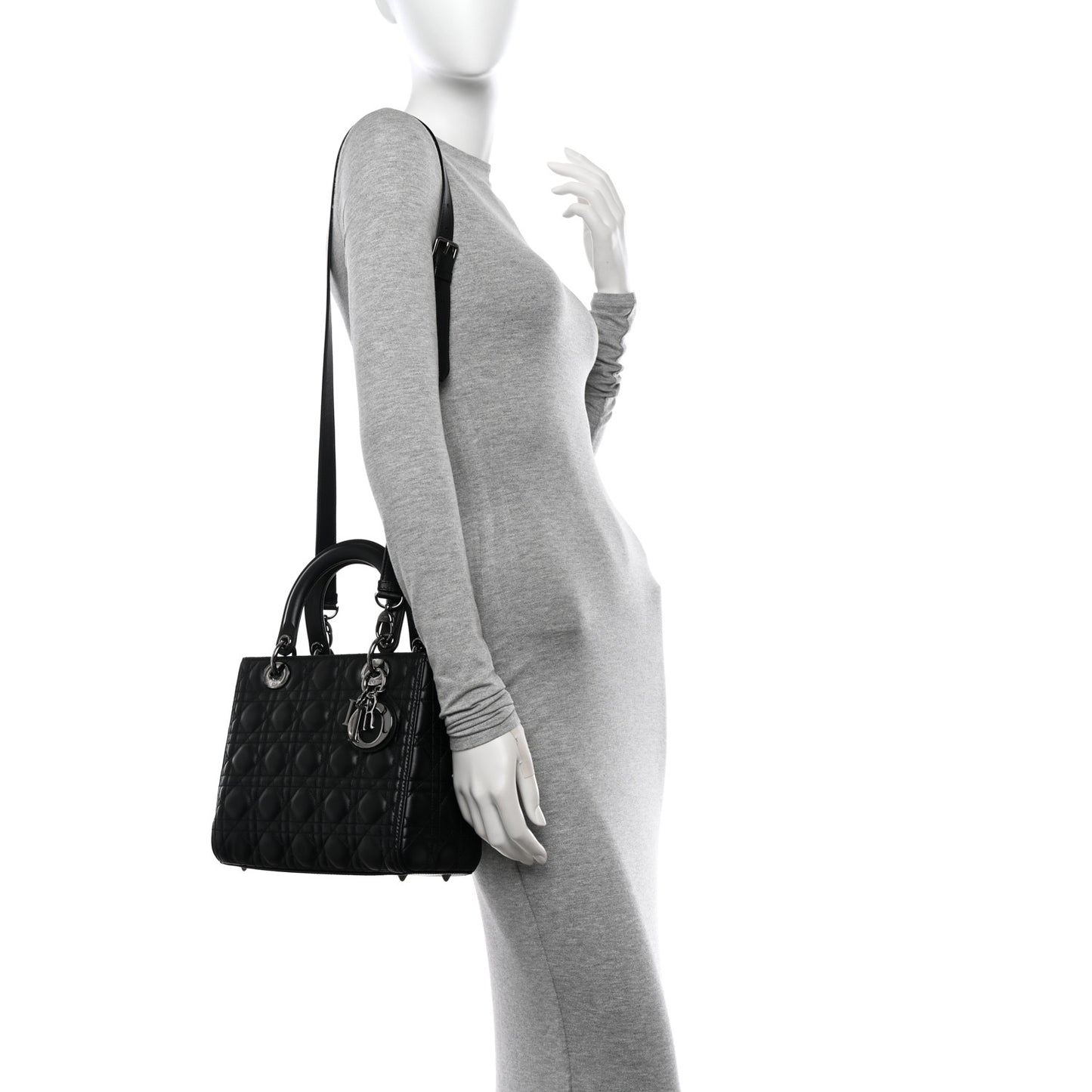 Lambskin Cannage Medium Lady Dior Black