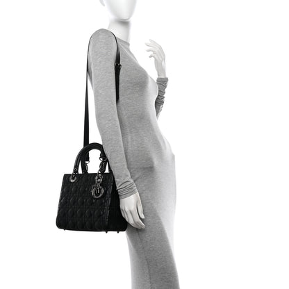 Christian Dior Lambskin Cannage Medium Lady Dior Black 2 of 9