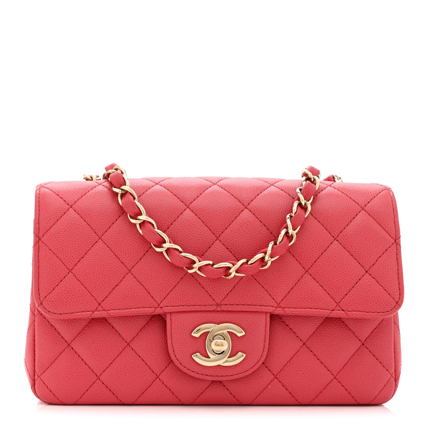 Caviar Quilted Mini Rectangular Flap Dark Pink