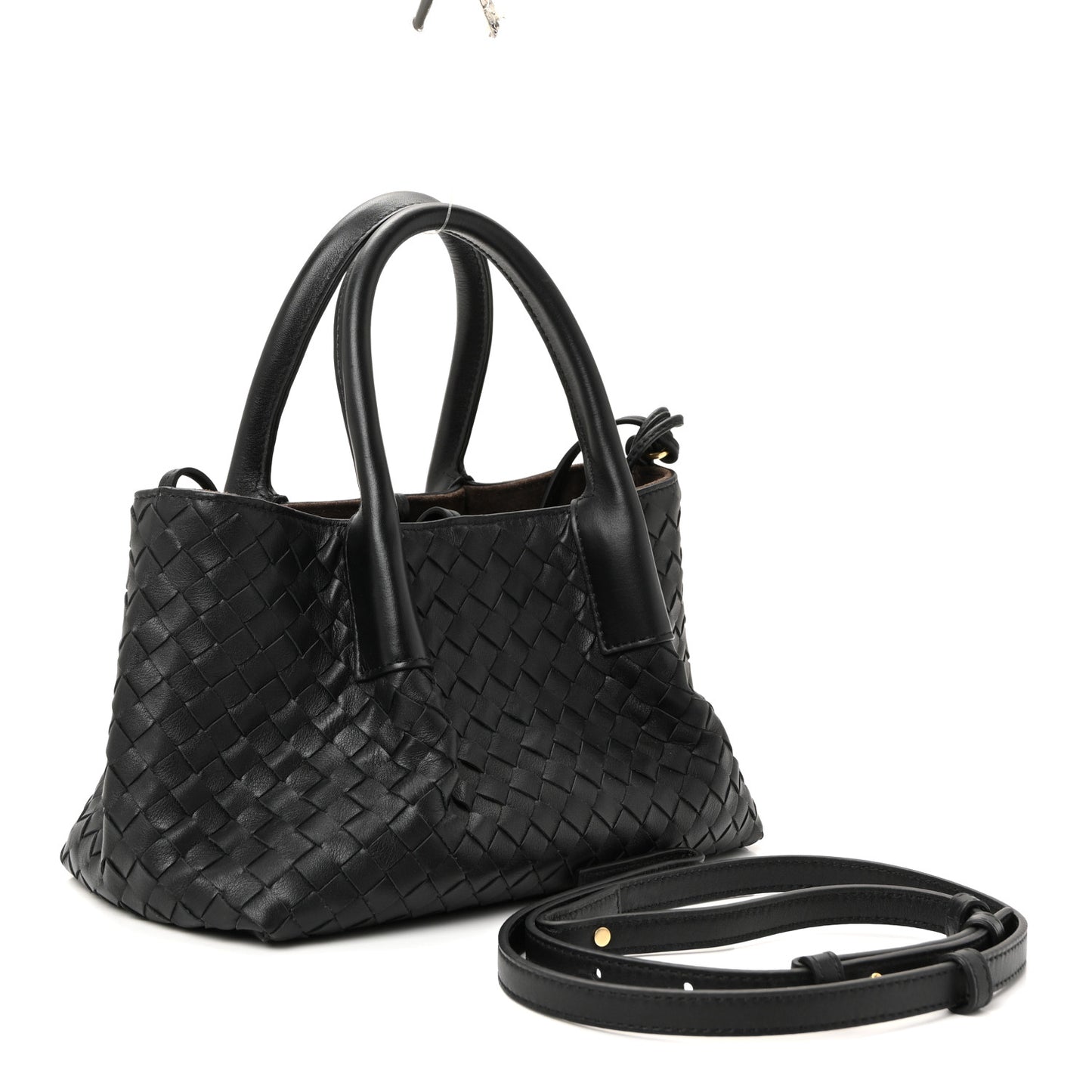 Calfskin Intrecciato Small Pinacoteca Tote Black Fondant
