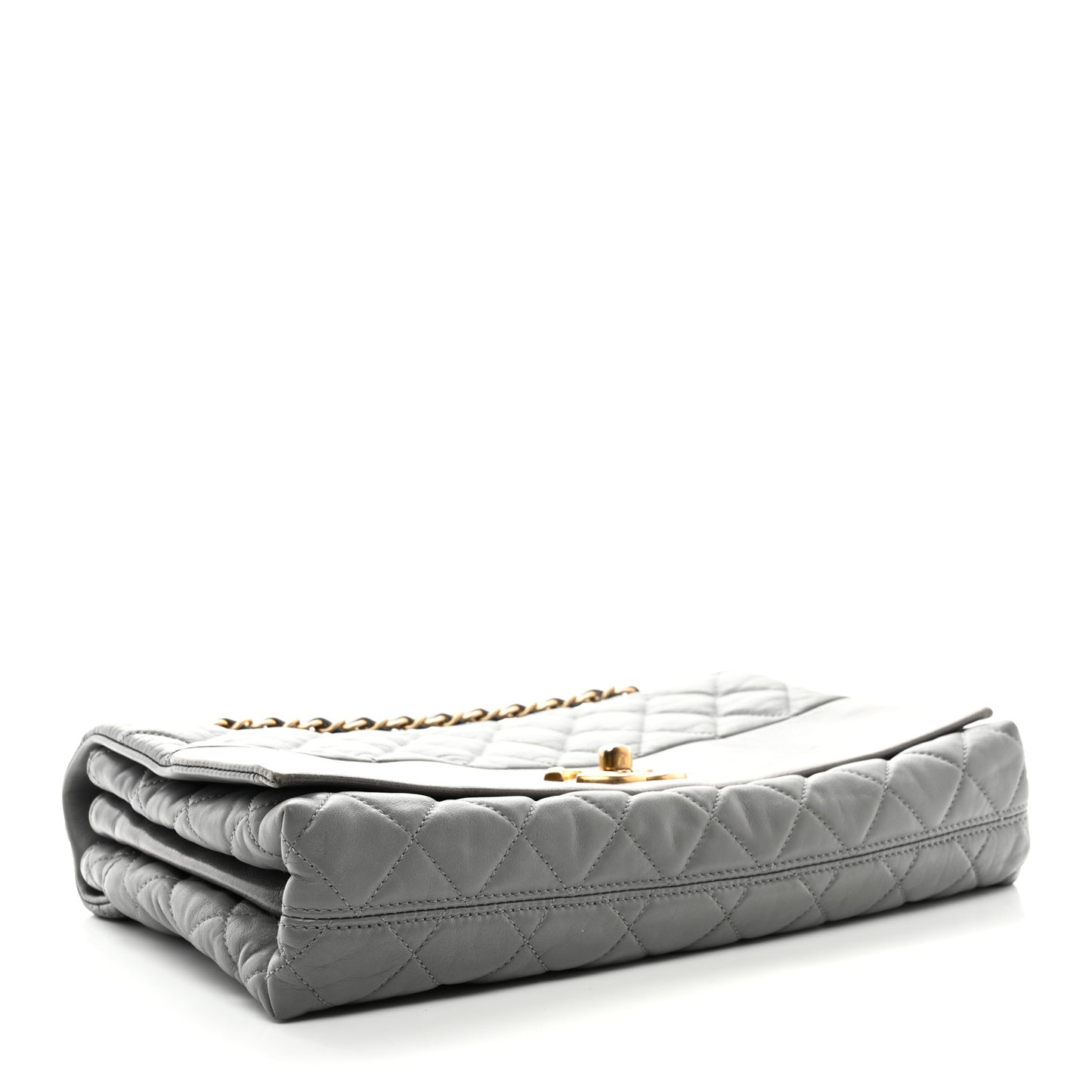 Calfskin Quilted Jumbo Soft Elegance Flap Grey