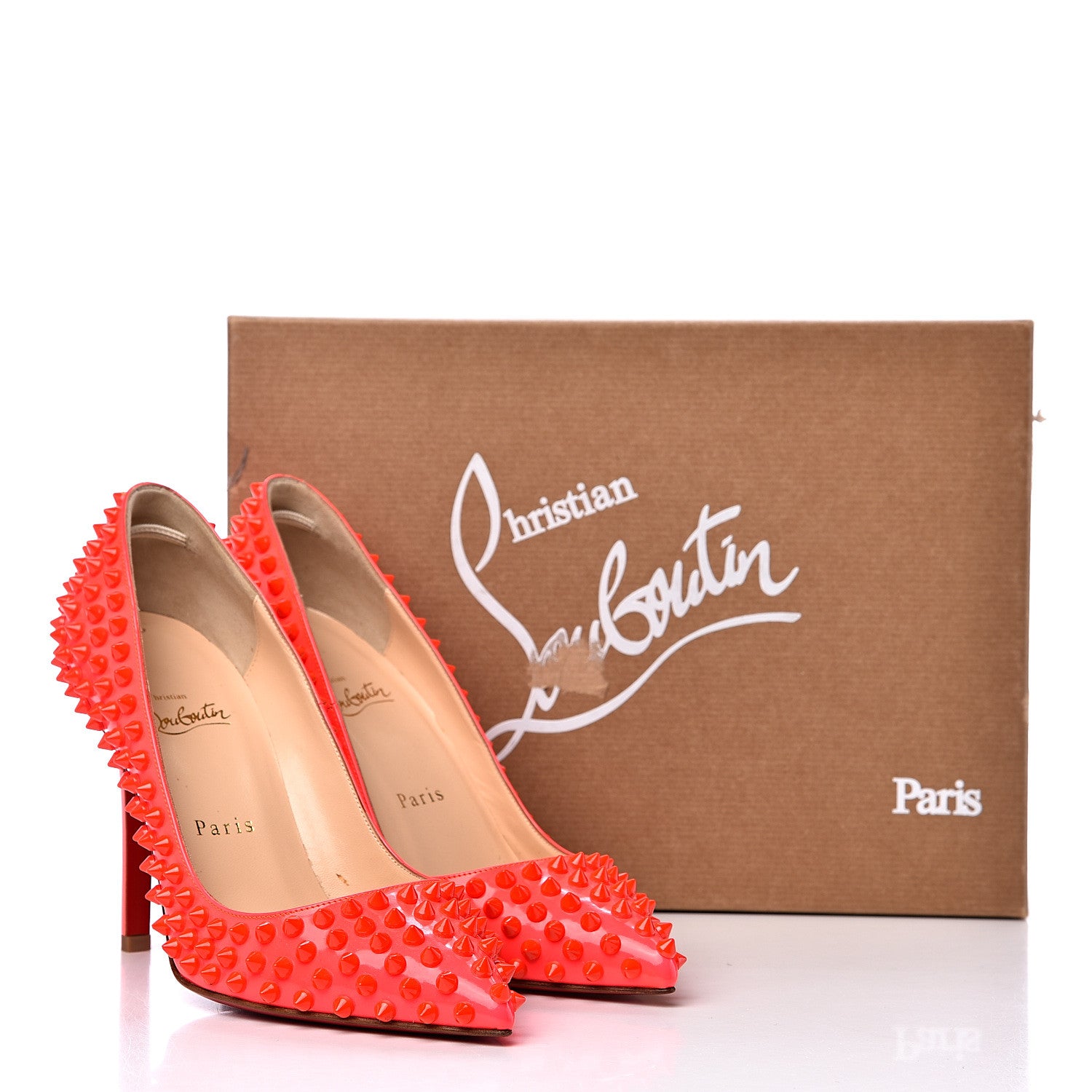 Christian Louboutin Patent Pigalle Spikes 100 Pumps 37 Rose Paris 10 of 10