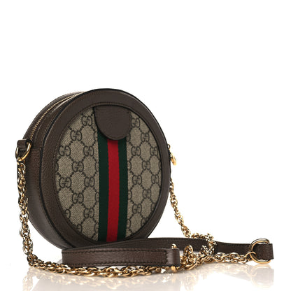 Gucci GG Supreme Monogram Web Mini Ophidia Round Shoulder Bag Brown 3 of 10