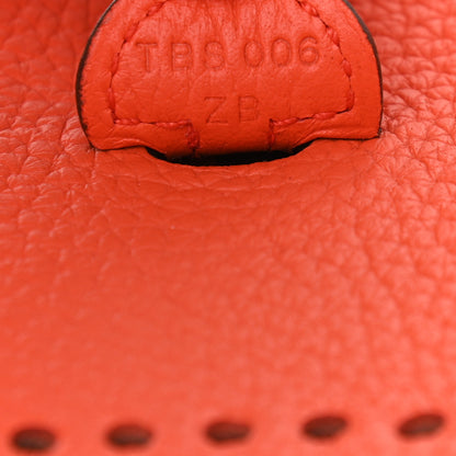 Hermes Taurillon Clemence Amazone Evelyne TPM Orange Poppy Bleu Saint Cyr 7 of 11