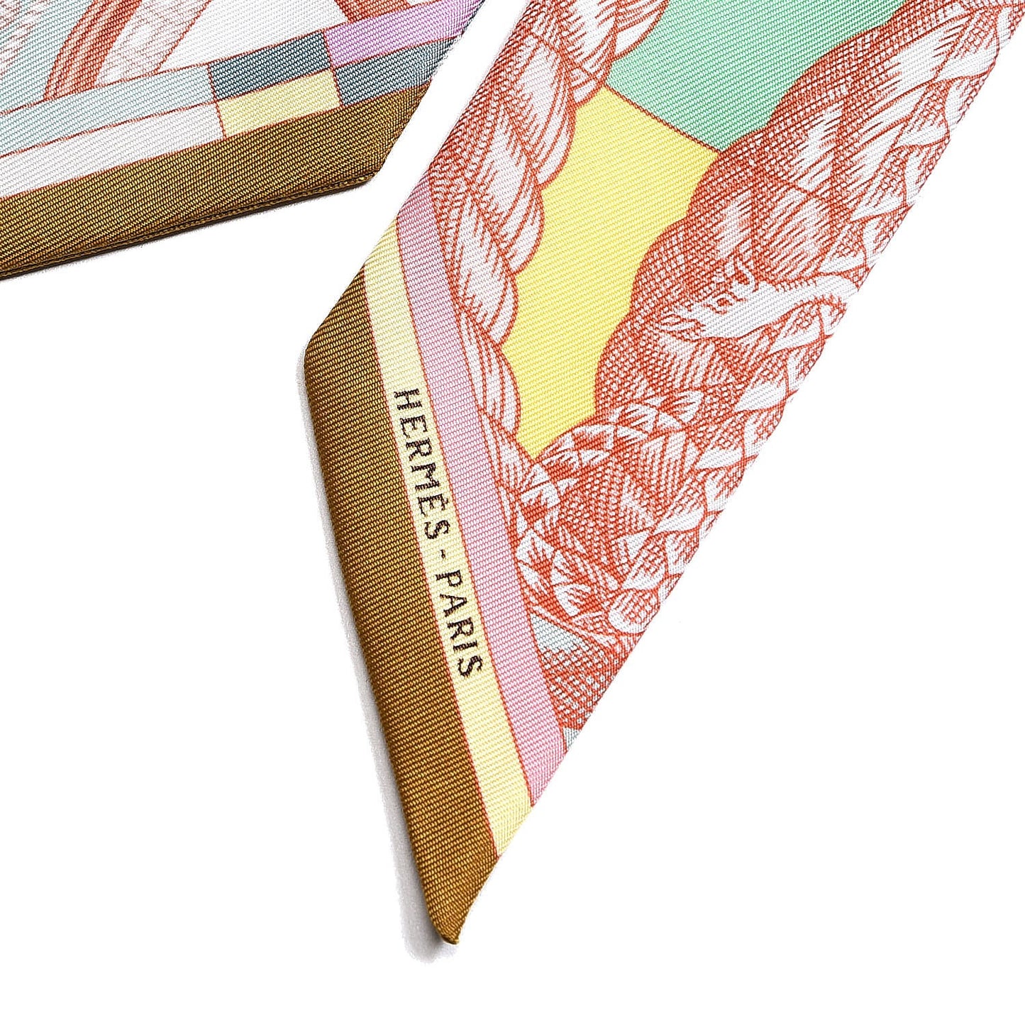 Silk Cavalleria D'Etriers Twilly Ocre Rose Vif Vert