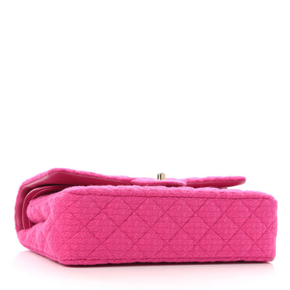 Chanel Tweed Quilted Medium Double Flap Fuchsia 4 of 11