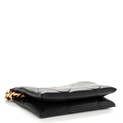 Chanel Shiny Goatskin Quilted Small Chanel 19 Pouch With Handle Black 4 of 9