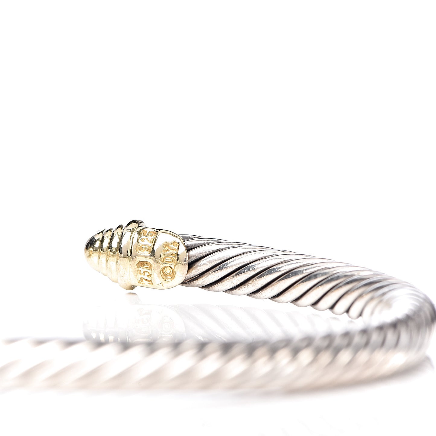 Sterling Silver 18K Yellow Gold Diamond 4mm Cable Classics Bracelet