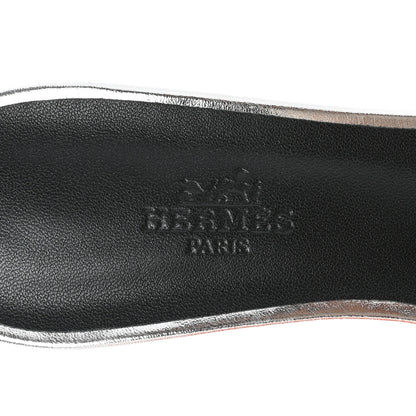 Hermes Metallic Nappa Oasis Sandals 37.5 Gris Argente 7 of 10