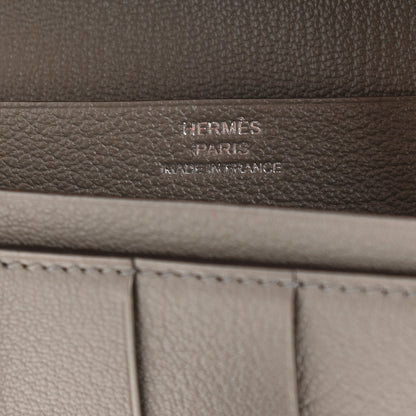 Hermes Ostrich Bearn Gusset Wallet Gris Tourterelle 6 of 8
