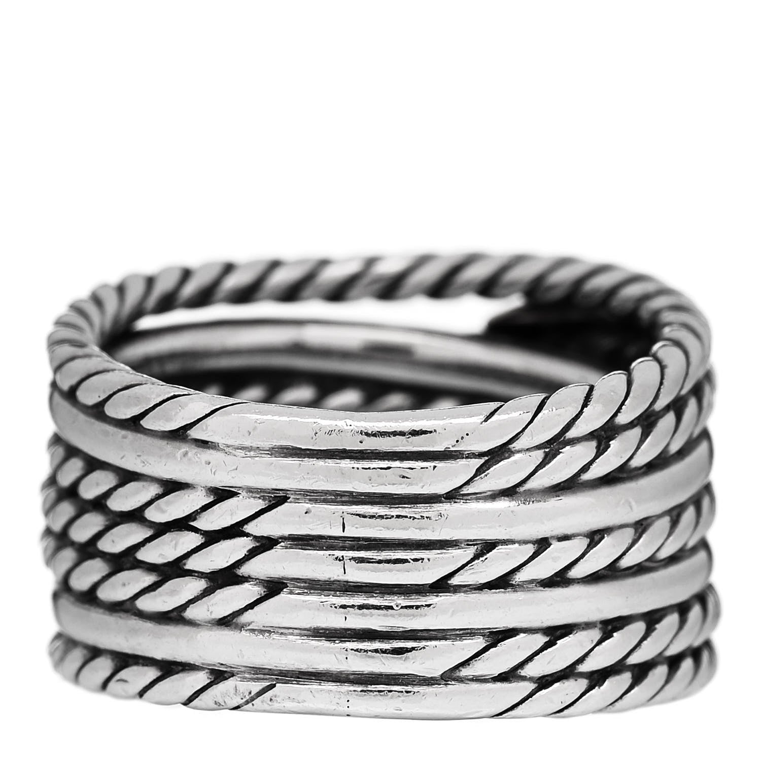 David Yurman Sterling Silver 18K Yellow Gold Double X Crossover Ring 53 6.25 3 of 5