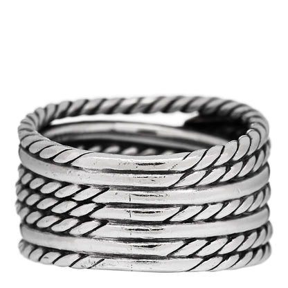 David Yurman Sterling Silver 18K Yellow Gold Double X Crossover Ring 53 6.25 3 of 5