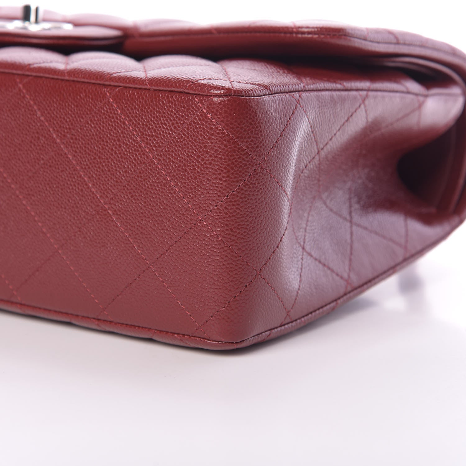 Chanel Caviar Quilted Jumbo Double Flap Dark Red 11 of 12