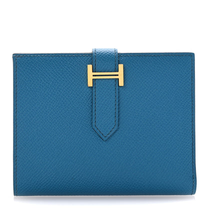Hermes Epsom Bearn Compact Wallet Bleu Paon 1 of 12