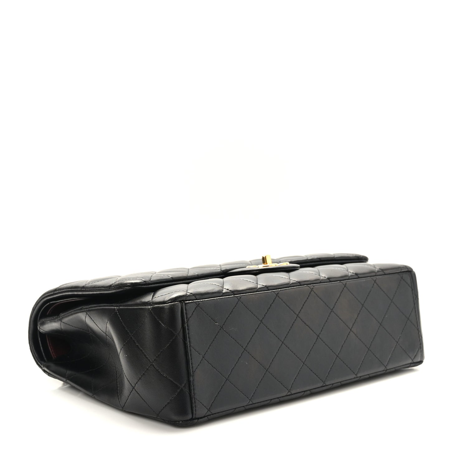 Lambskin Quilted Maxi Double Flap Black