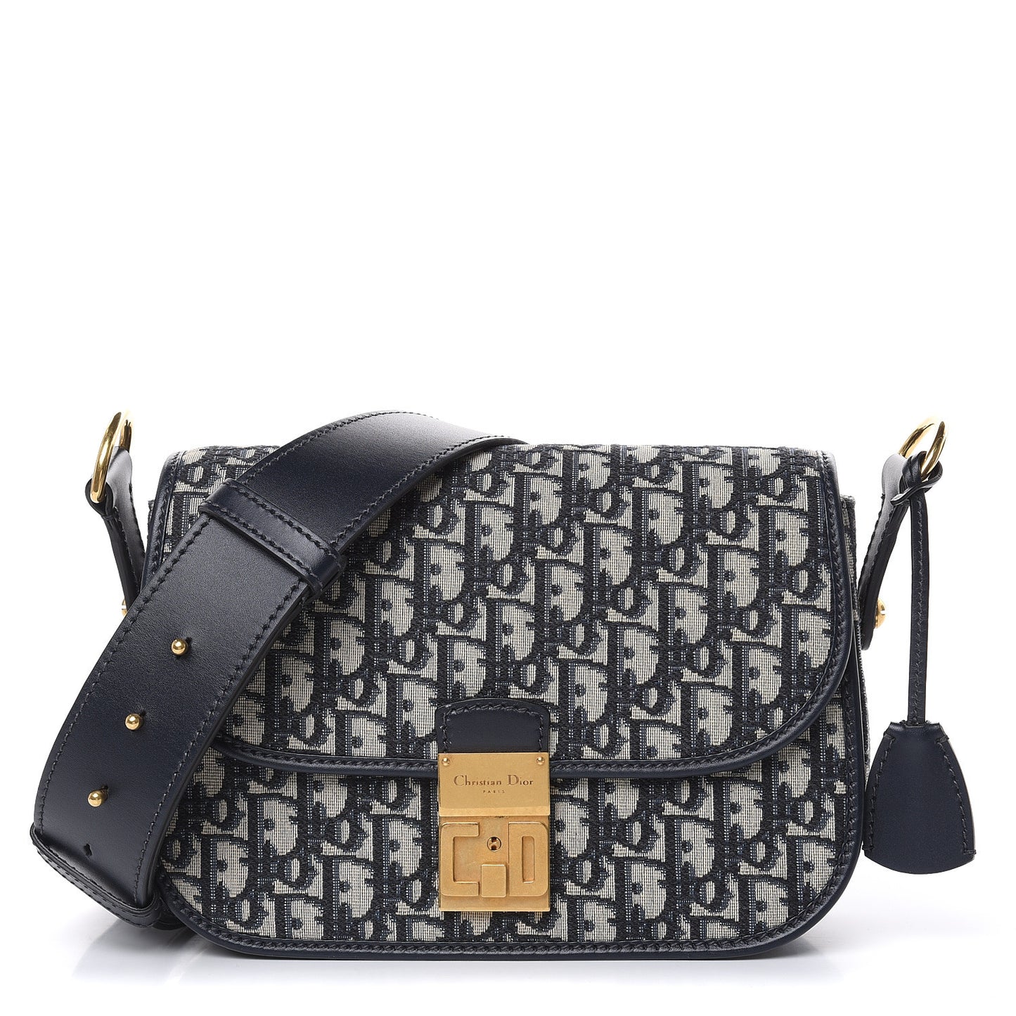 Oblique Flap Bag Navy Blue