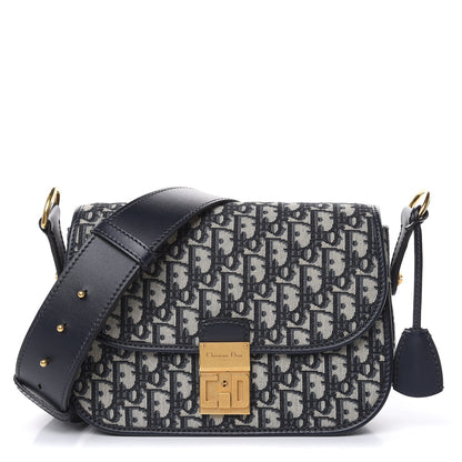 Christian Dior Oblique Flap Bag Navy Blue 1 of 12