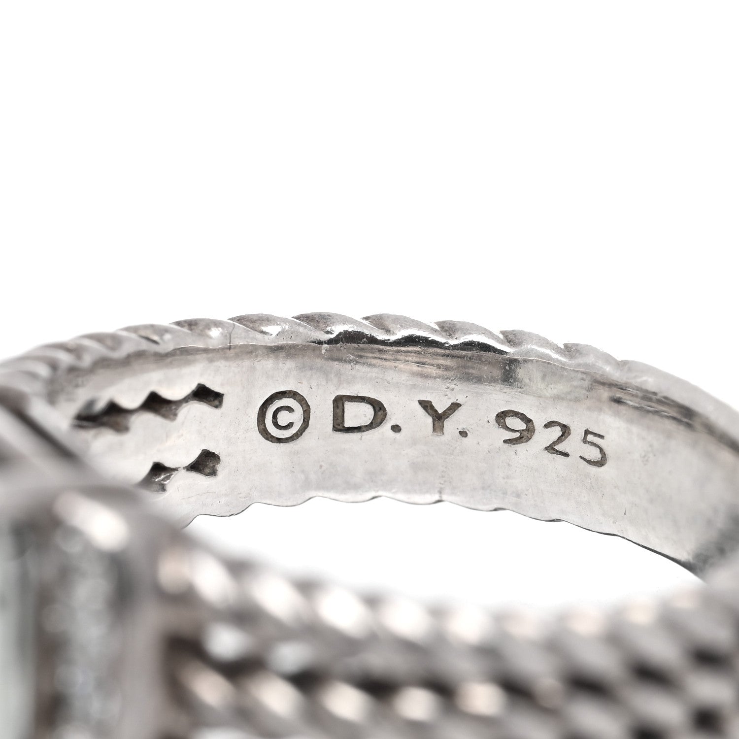 David Yurman Sterling Silver Diamond Prasiolite 10mm Petite Wheaton Ring 52 6 4 of 4