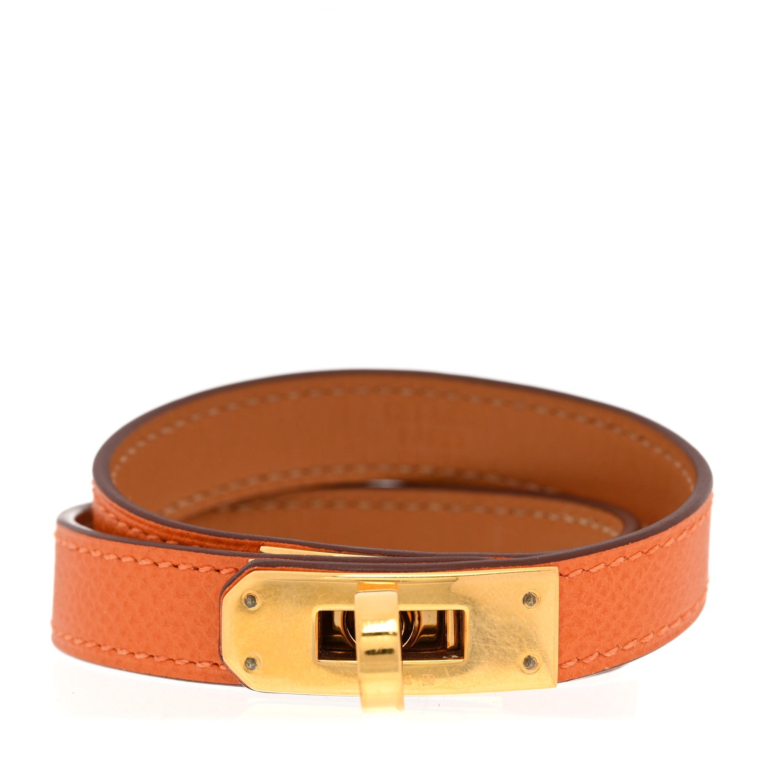 Hermes Epsom Kelly Double Tour Bracelet M Orange 1 of 7