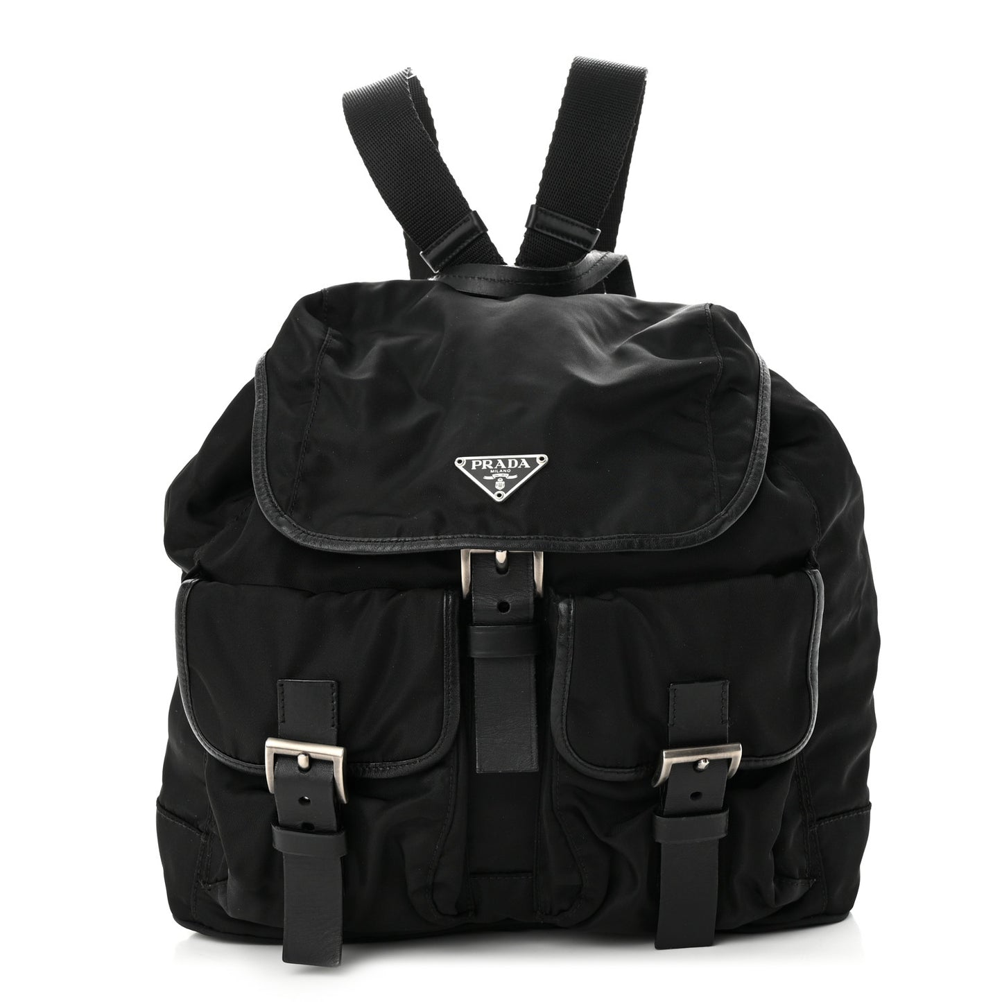 Tessuto Nylon Calfskin Medium Backpack Black