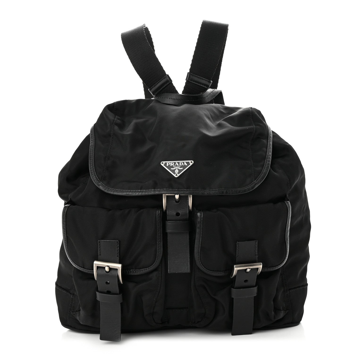 Prada Tessuto Nylon Calfskin Medium Backpack Black 1 of 12