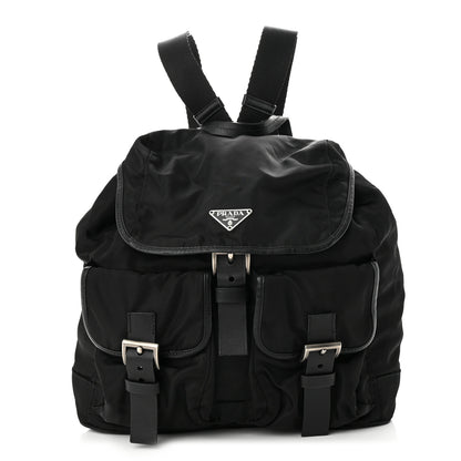 Prada Tessuto Nylon Calfskin Medium Backpack Black 1 of 12