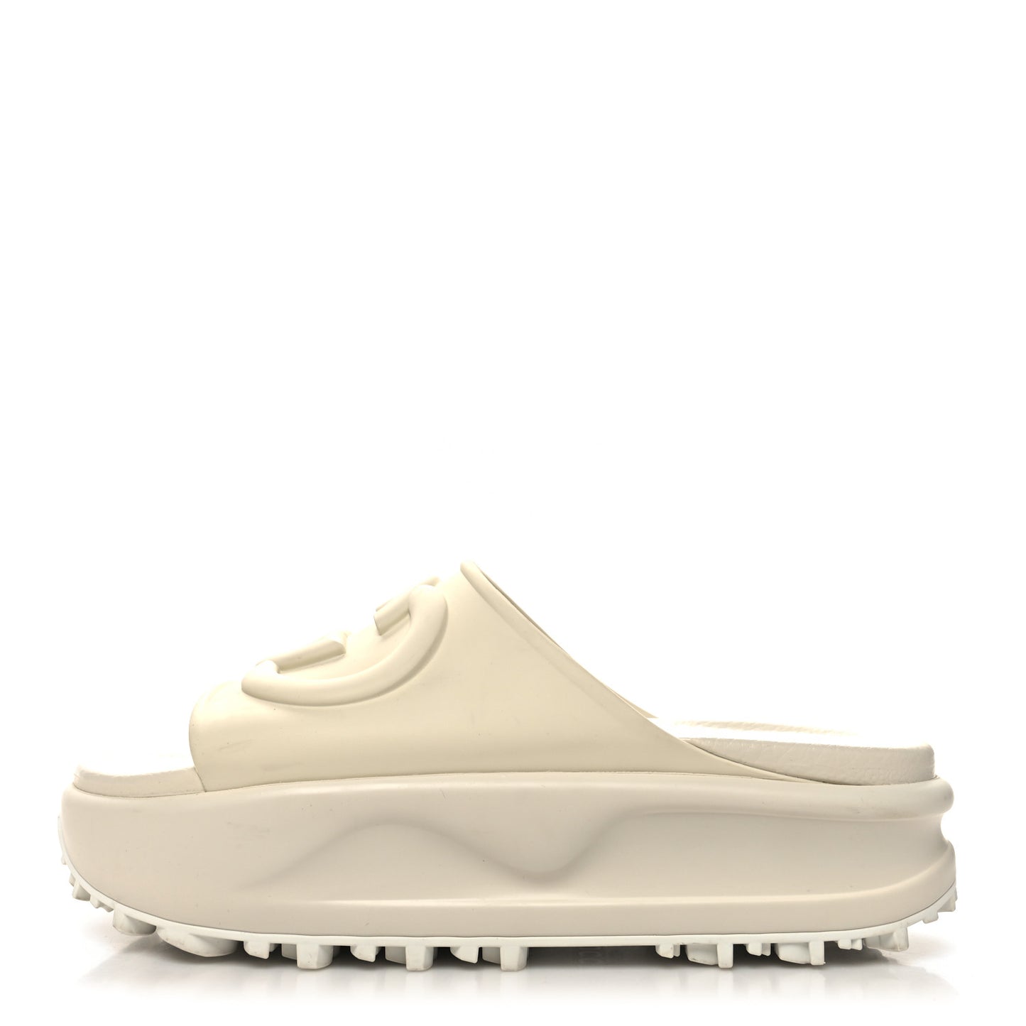 Soft Rubber Womens Interlocking G Platform 42mm Slide Sandals 38 Off White