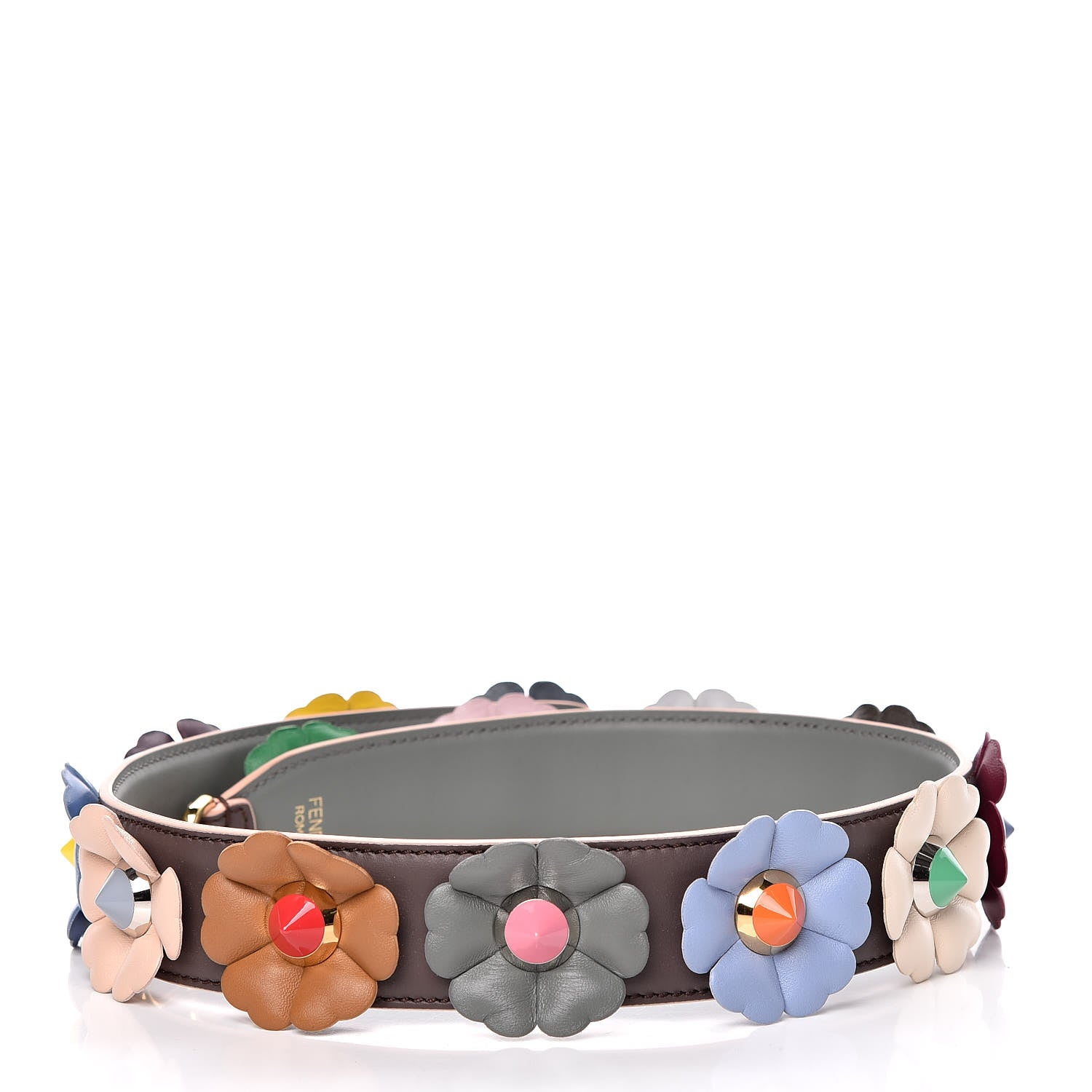 Fendi Calfskin Flowerland Studded Strap You Burgundy Multicolor 3 of 6