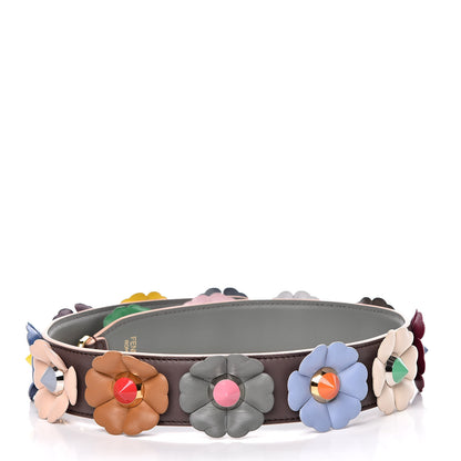 Fendi Calfskin Flowerland Studded Strap You Burgundy Multicolor 3 of 6