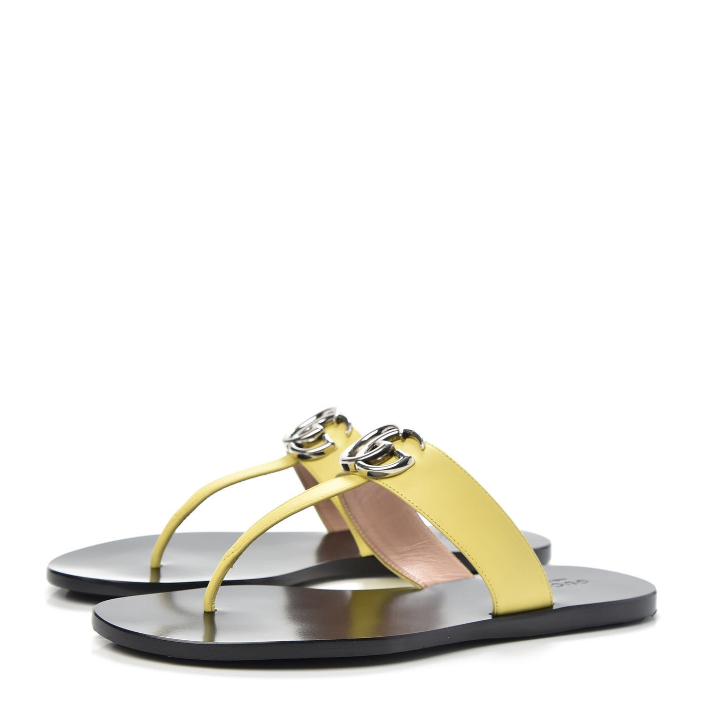 Calfskin GG Marmont Thong Sandals 37 Banana