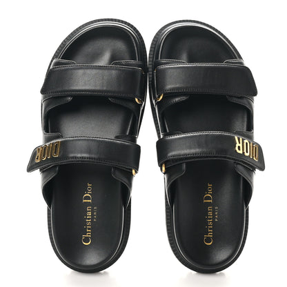 Christian Dior Lambskin Dioract 10mm Slide Sandals 38.5 Black 2 of 9