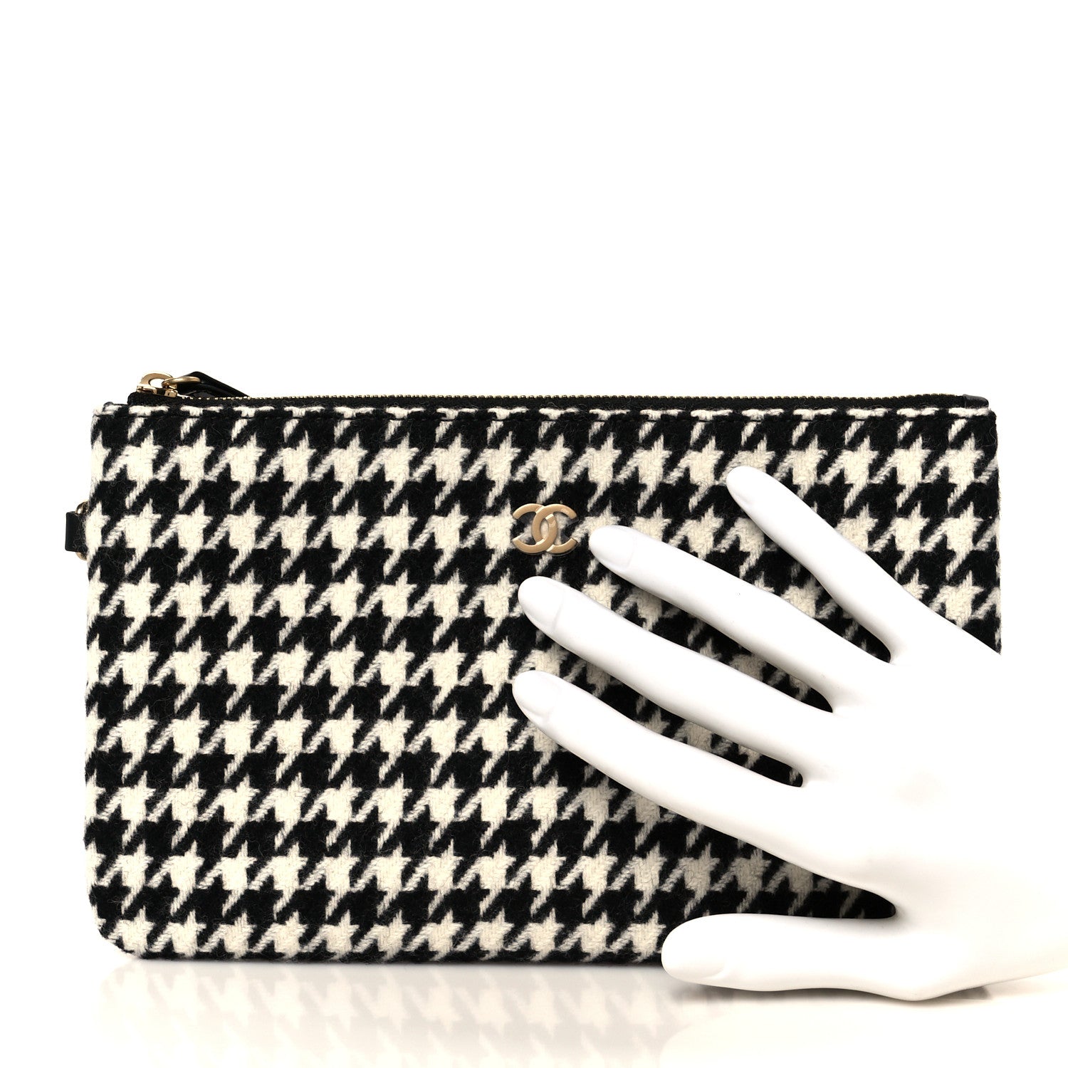 Chanel Tweed Houndstooth Chanel 22 Removable Pouch Black Ecru 2 of 6
