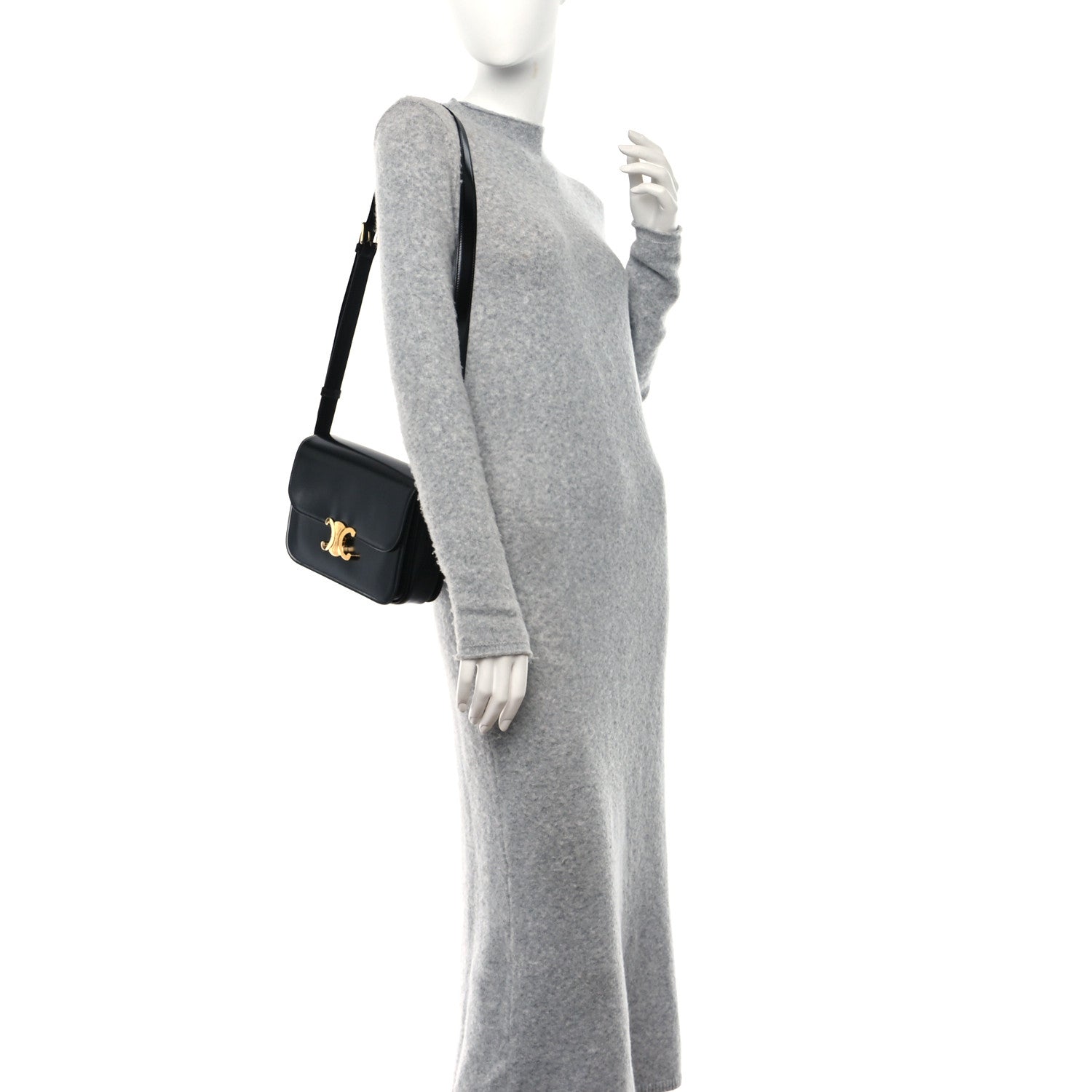 Celine Shiny Calfskin Medium Triomphe Black 2 of 10