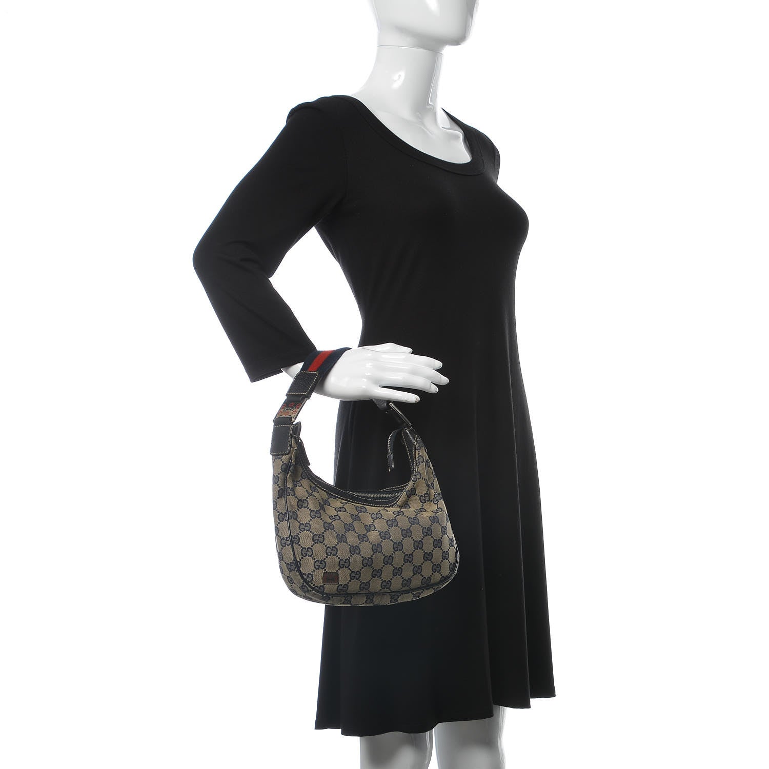 Gucci Monogram Web Small Pop Hobo Navy 2 of 6