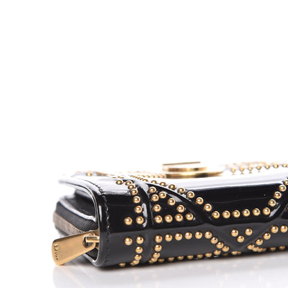 Christian Dior Patent Studded Diorama Small Wallet Black 6 of 11