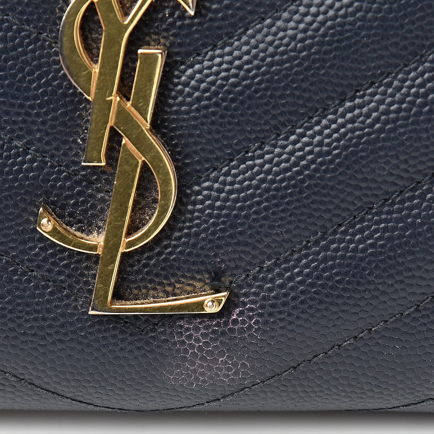 Grain De Poudre Matelasse Chevron Monogram Zip Around Wallet Navy
